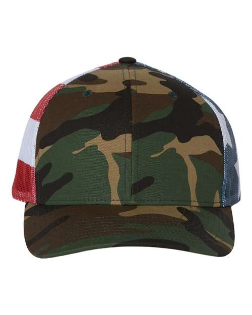 112PMGREEN Camo American Flag
